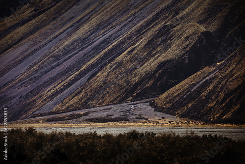 Colourful rock slide down mountain
