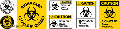 Biohazard Caution Label Biohazard Gloves Required