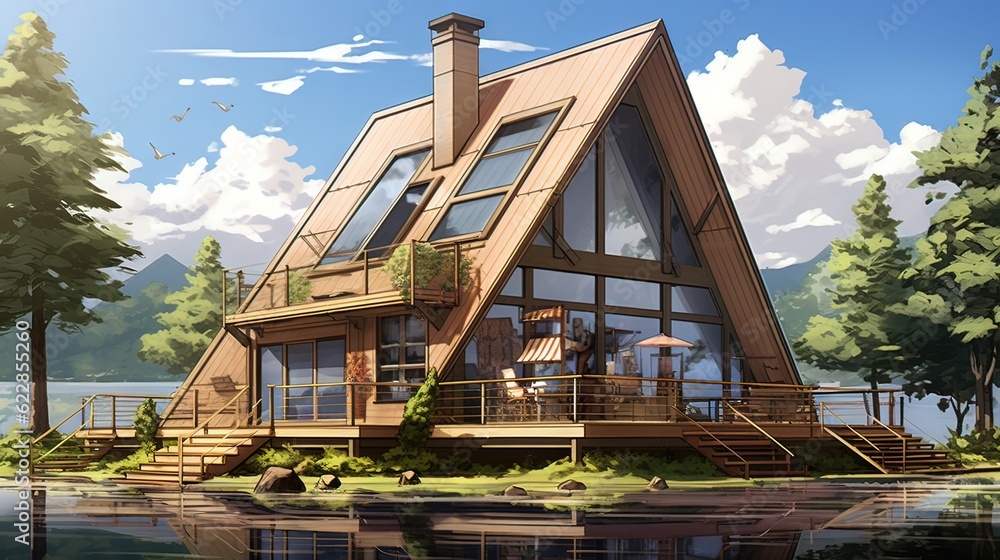 Bridge over river. AI generated art illustration. Bridge over river. AI generated art illustration.