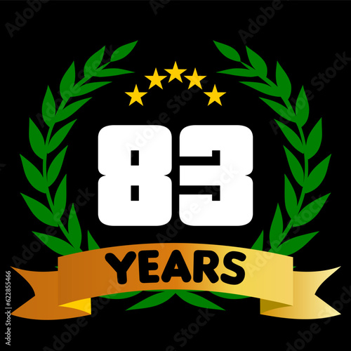 83 years anniversary, colorful with laurel wreath and ribbon