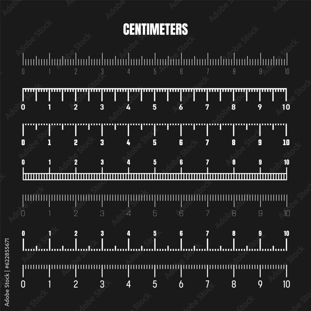 Realistic white centimeter scale for measuring length or height