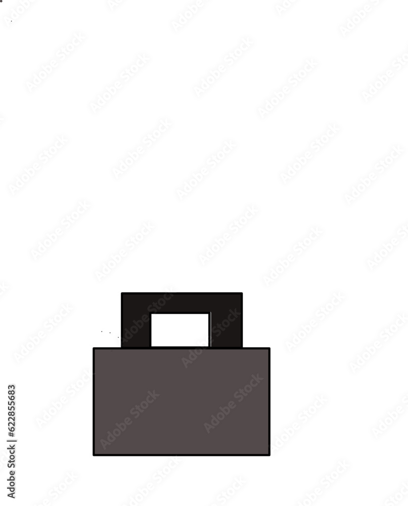 This is an illustration depicting a picture of a padlock or alternatively a bag against a white background. This is an illustration depicting a picture of a padlock or alternatively a bag against a white background.