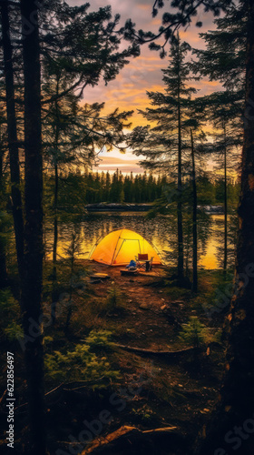 forest camping evening