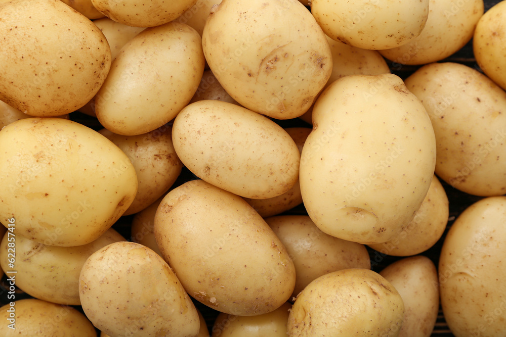 Texture of raw potatoes as background - obrazy, fototapety, plakaty 