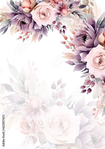 watercolor illustration of colorful flowers border