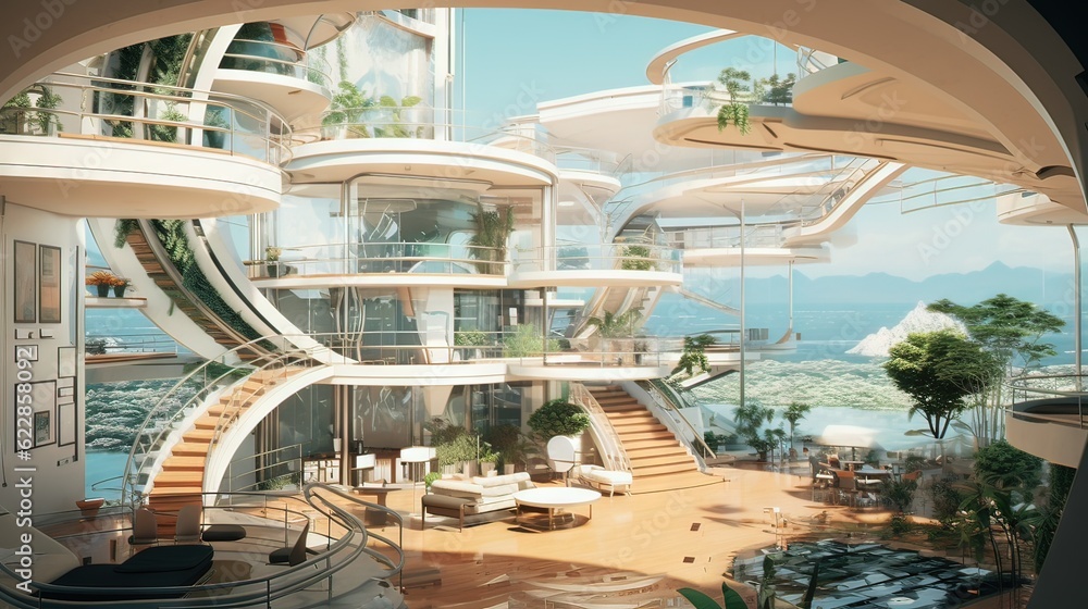 Fototapeta premium Greenhouse in the park. AI generated art illustration.