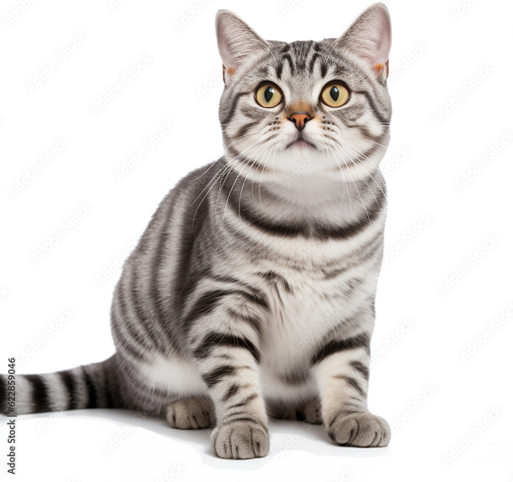 American Shorthair cat breed, high resolution, smiling face, on white background png American Shorthair cat breed, high resolution, smiling face, on white background png