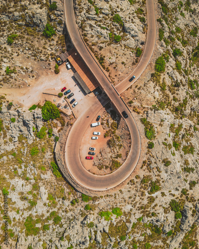 Aerial view of the famous road of Sa Calobra, Balearic Islands, Mallorca, Spain. photo