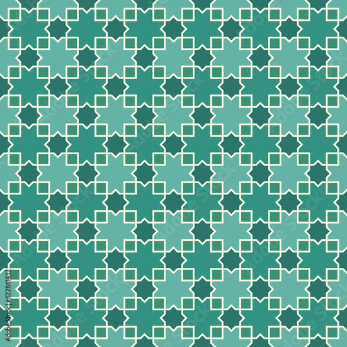 Seamless arabic ornament. Moroccan stars and crosses motif. Arabesque traditional pattern with mosaic tile.