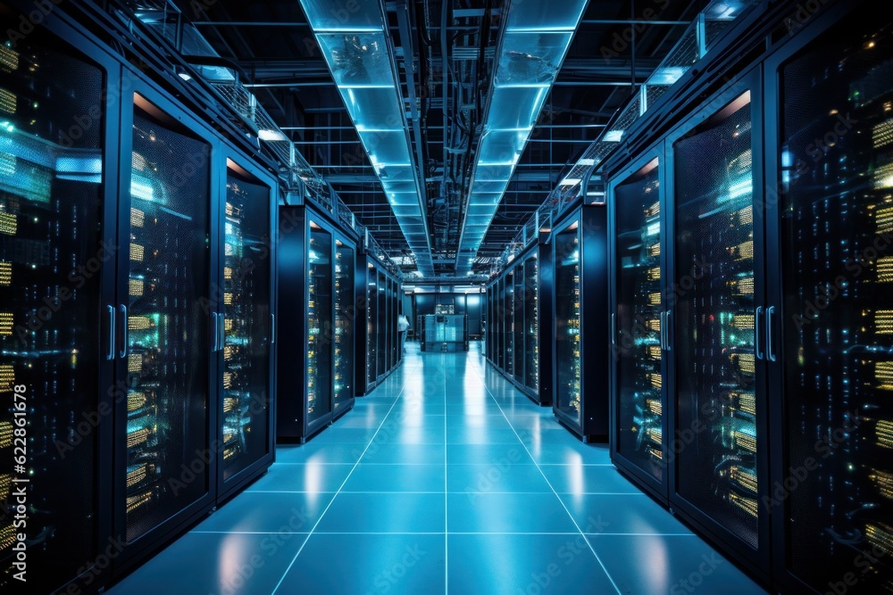 Inside the high-tech data center, servers whir and blink, storing vast amounts of information. Generative AI