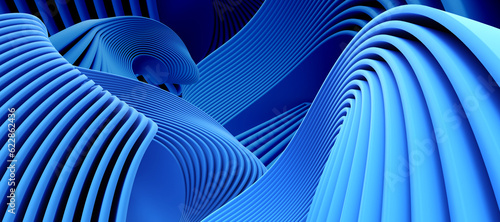 Fototapeta Naklejka Na Ścianę i Meble -  Blue waves. Background with wavy lines. Blue backdrop for site. Stylish wallpaper. Three-dimensional abstract background. Blue curved lines. Textures for advertising products. 3d image