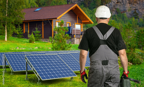 Engineer near solar panels....