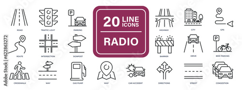 Road line icons. Editable stroke. For website marketing design, logo, app, template, ui, etc. Vector illustration.