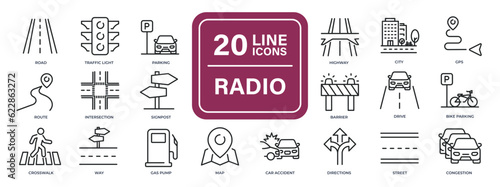 Road line icons. Editable stroke. For website marketing design, logo, app, template, ui, etc. Vector illustration.