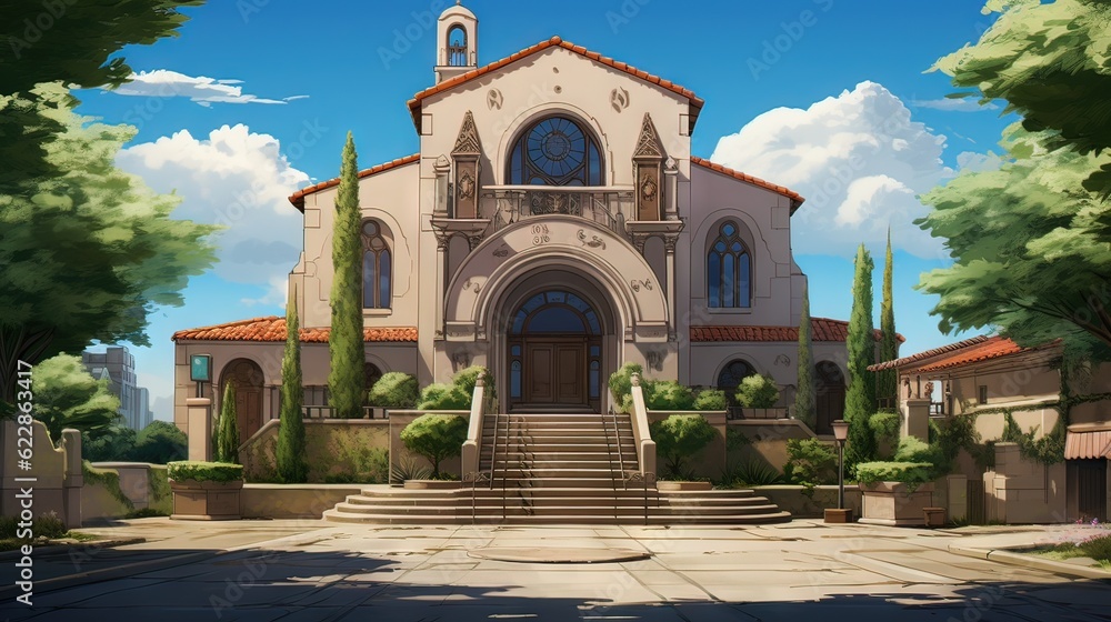 Church in the village of saint james. AI generated art illustration. Church in the village of saint james. AI generated art illustration.