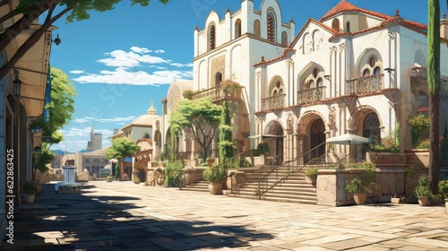 Church in the village of saint james. AI generated art illustration.