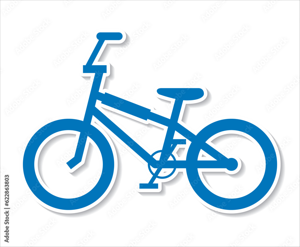 白い縁線と影がついた自転車、BMXのアイコン、イラスト、ピクトグラム 白い縁線と影がついた自転車、BMXのアイコン、イラスト、ピクトグラム