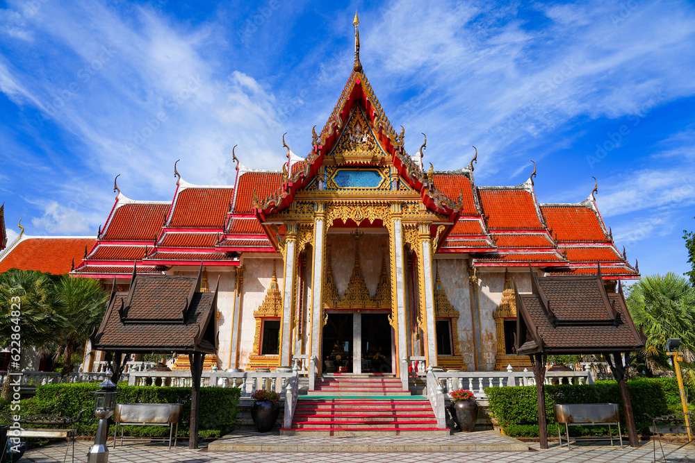Viharn of the Wat Chalong, a 19th century Buddhist temple on Phuket island in Thailand, Southeast Asia