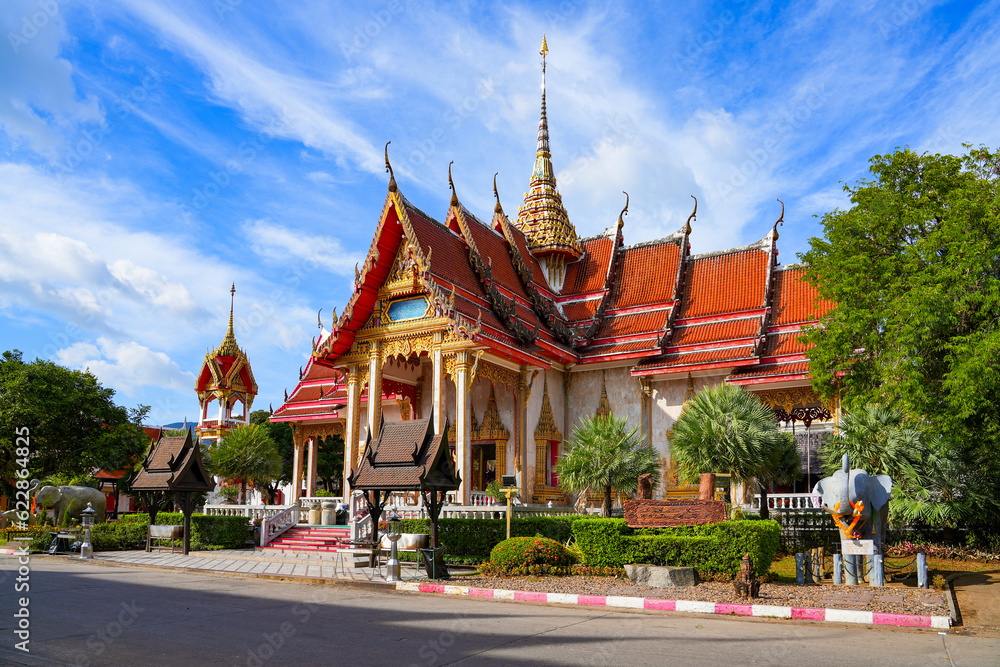Viharn of the Wat Chalong, a 19th century Buddhist temple on Phuket island in Thailand, Southeast Asia