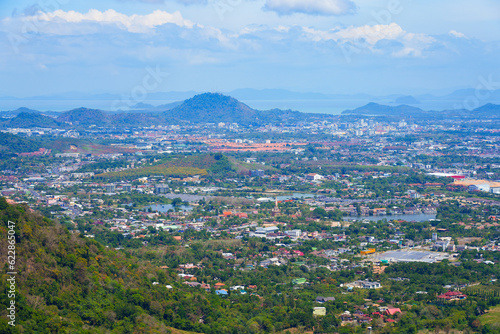 Aerial view of the suburbs of Phuket city from the Big Buddha of Phuket, Thailand