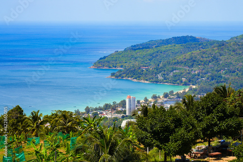 Aerial view of Karon Beach on the island of Phuket in the Andaman Sea, as seen from the Big Buddha of Phuket, Thailand © Alexandre ROSA