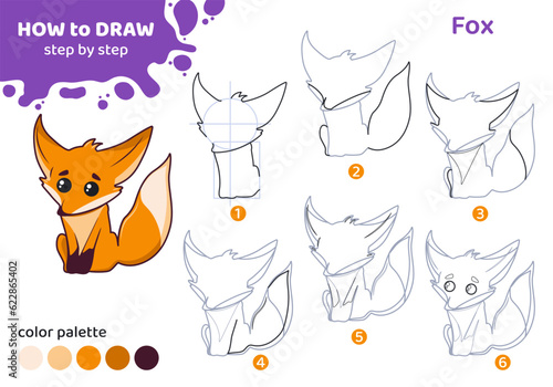 Bild auf Leinwand Drawing tutorial for kids