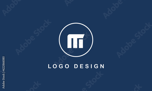M logo design with circle blue background template. simple logo concept with white logo color.