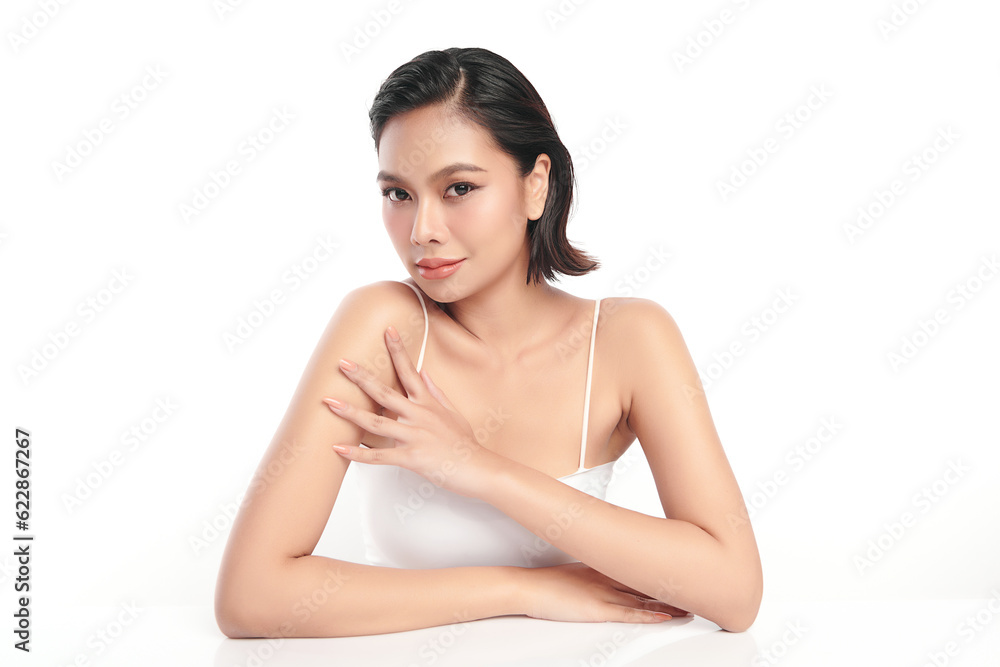 Beautiful young asian woman with clean fresh skin on white background, Face care, Facial treatment, Cosmetology, beauty and spa, Asian women portrait. Beautiful young asian woman with clean fresh skin on white background, Face care, Facial treatment, Cosmetology, beauty and spa, Asian women portrait.