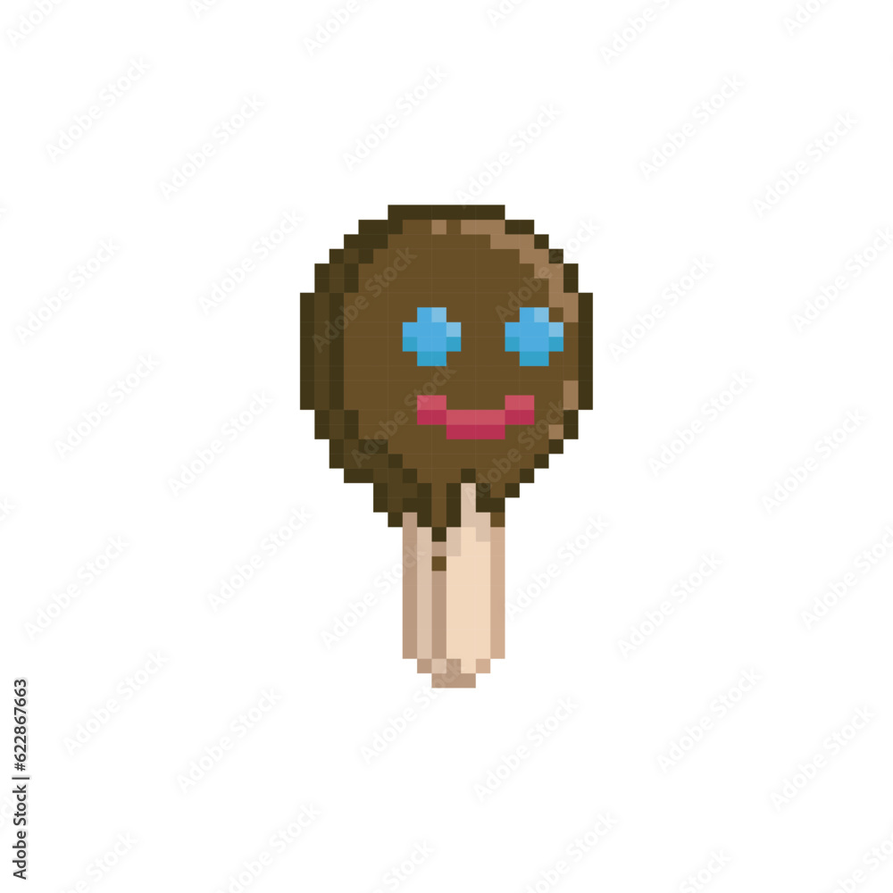 Drawing of a chocolate lollipop, pixel art food
