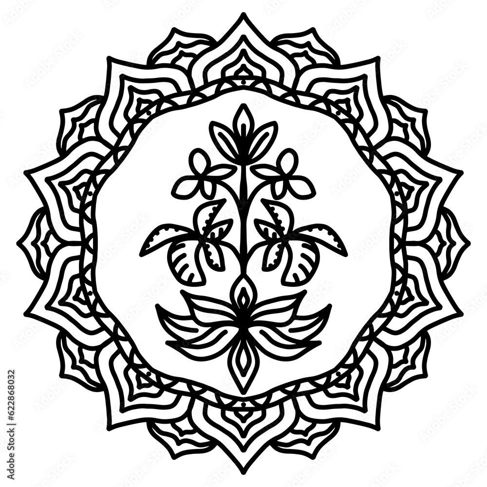 Circular pattern mandala abstract floral ornament