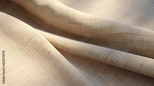 Linen fabric in beige color close up background