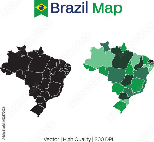 Brazil map on white background , Brazil Vector Design Template , Flag of Brazil, Flat simple Brazil map ,  Independence day design for Brazilian celebration , Map of Distrito Federal do Brasil