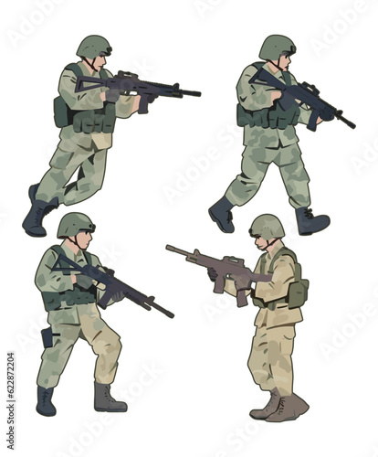 Soldier silhouette vector collection