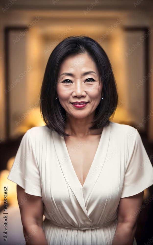 portrait photo of beautiful middle aged adult asian woman, generative AI portrait photo of beautiful middle aged adult asian woman, generative AI