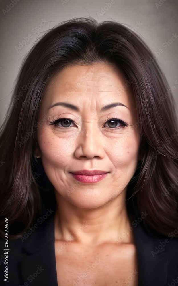 portrait photo of beautiful middle aged adult asian woman, generative AI