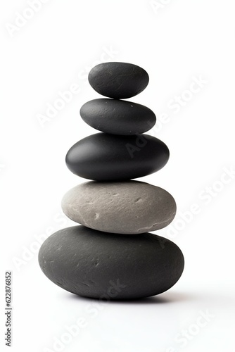 Balanced Japanese Rocks in Ascending Order  Isolated on White. Generative ai