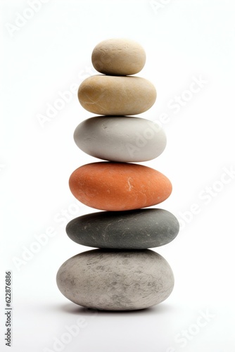Balanced Japanese Rocks in Ascending Order  Isolated on White. Generative ai