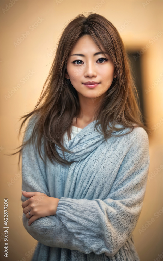 happy pretty asian woman at the street, generative AI happy pretty asian woman at the street, generative AI