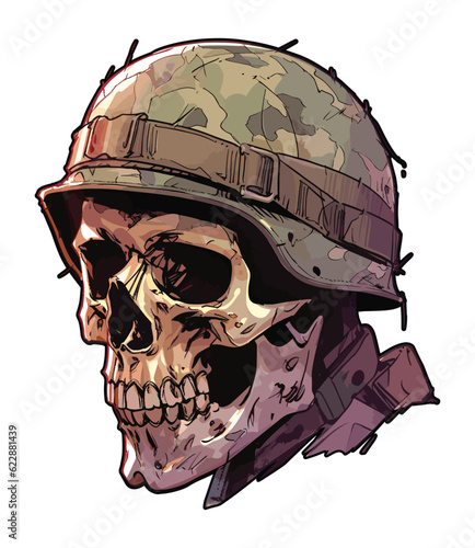 Soldier skull in helmet vector illustration