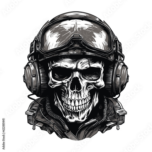 Soldier skull in helmet vector illustration