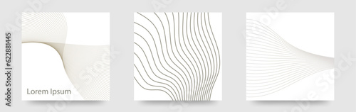 ニュアンスカラーの揺らぐ線　泳ぐ線　3デザインカードセット