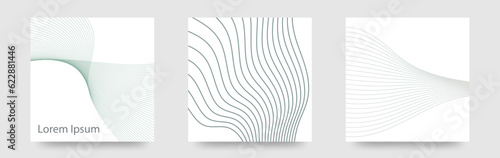 ニュアンスカラーの揺らぐ線　泳ぐ線　3デザインカードセット