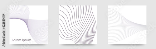 ニュアンスカラーの揺らぐ線　泳ぐ線　3デザインカードセット