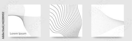 ニュアンスカラーの揺らぐ線　泳ぐ線　3デザインカードセット