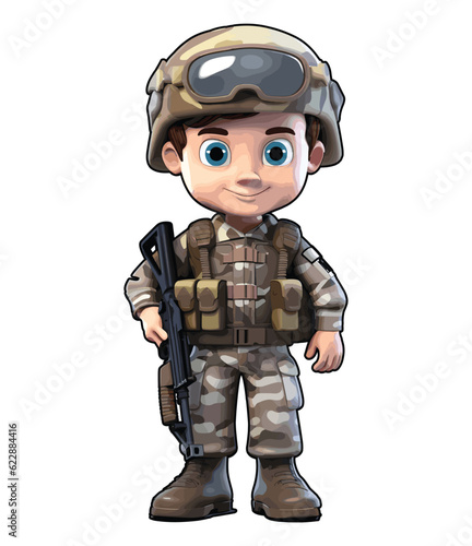 Soldier in uniform cartoon character vector © MstNasrinAktar