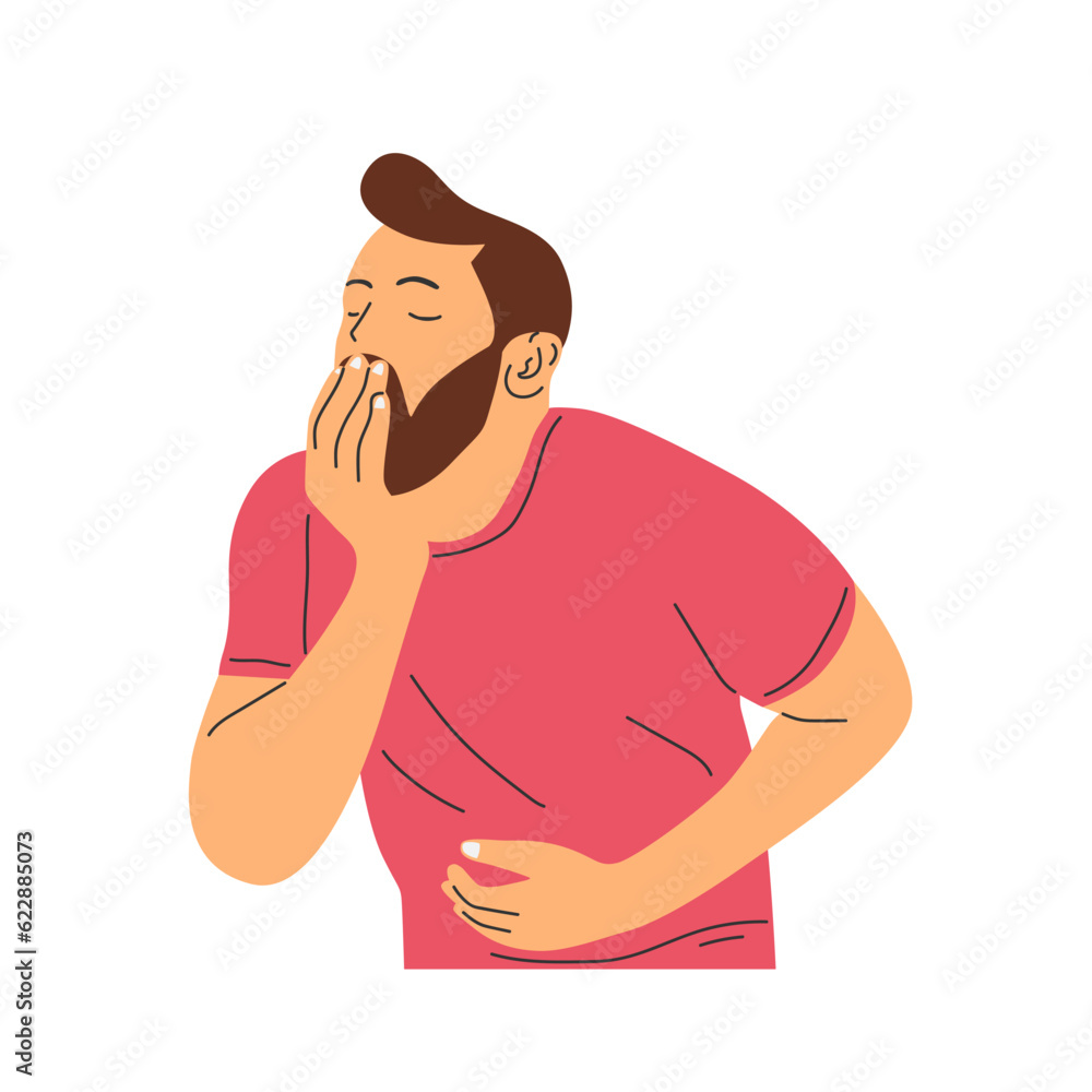 vector illustration of people having stomach ache and nausea