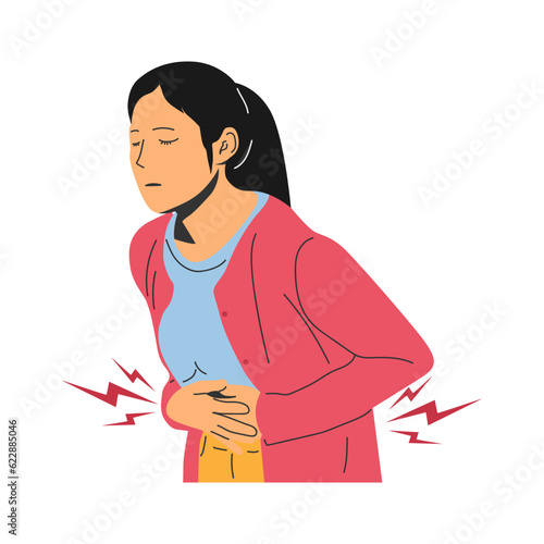vector illustration of people having stomach ache and nausea