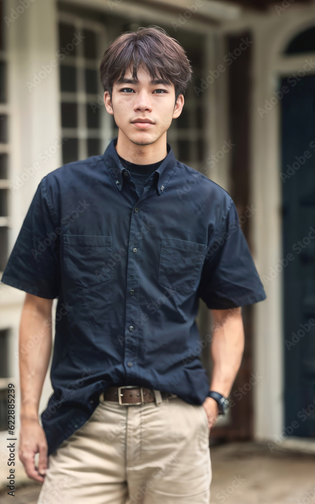 Thai people wearing shirt and pant, generative AI Thai people wearing shirt and pant, generative AI