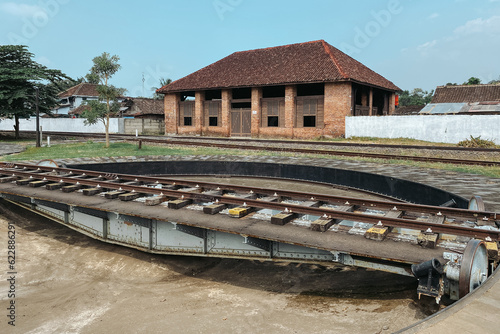 Old traditional turntable for locomotive train at Ambarawa Railway Museum, Central Java, Indonesia photo