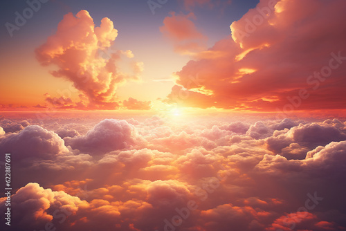 Beautiful Dramatic Cloudscape with Outdoor Nature Concept and Golden Clouds Sky at Sunset